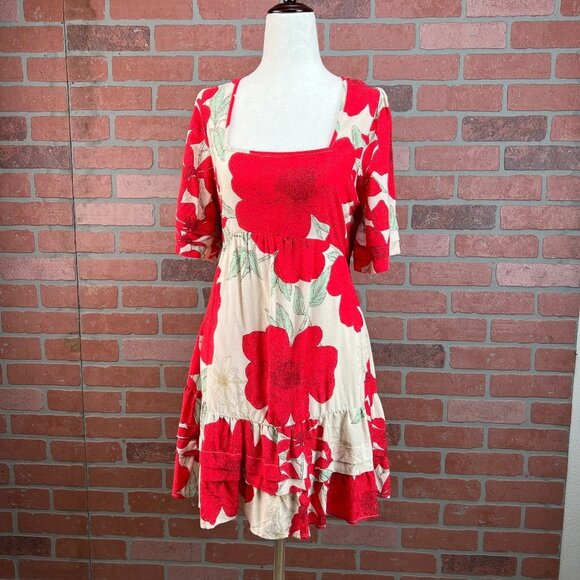Band of Gypsies Dresses & Skirts - Red Floral Babydoll Dress | BOG Collective | XS